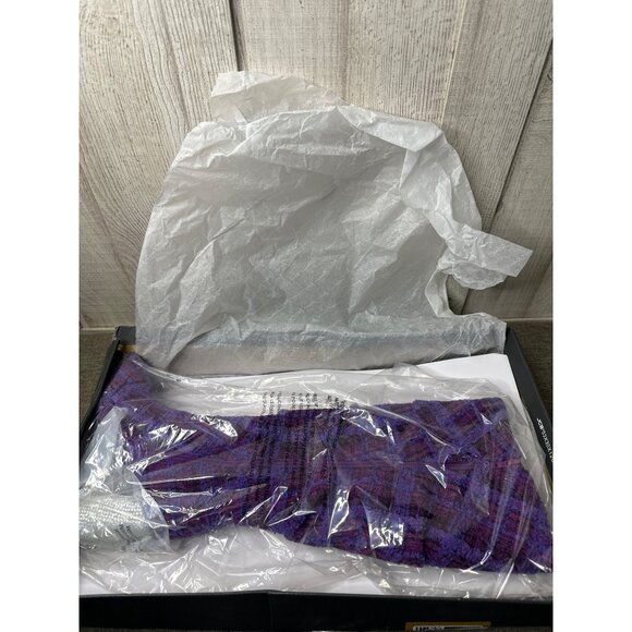 Betsey Johnson Womens 6.5 Purple Tweed Plaid Knee High Boots w/ Rhinestone Heels - Picture 10 of 12